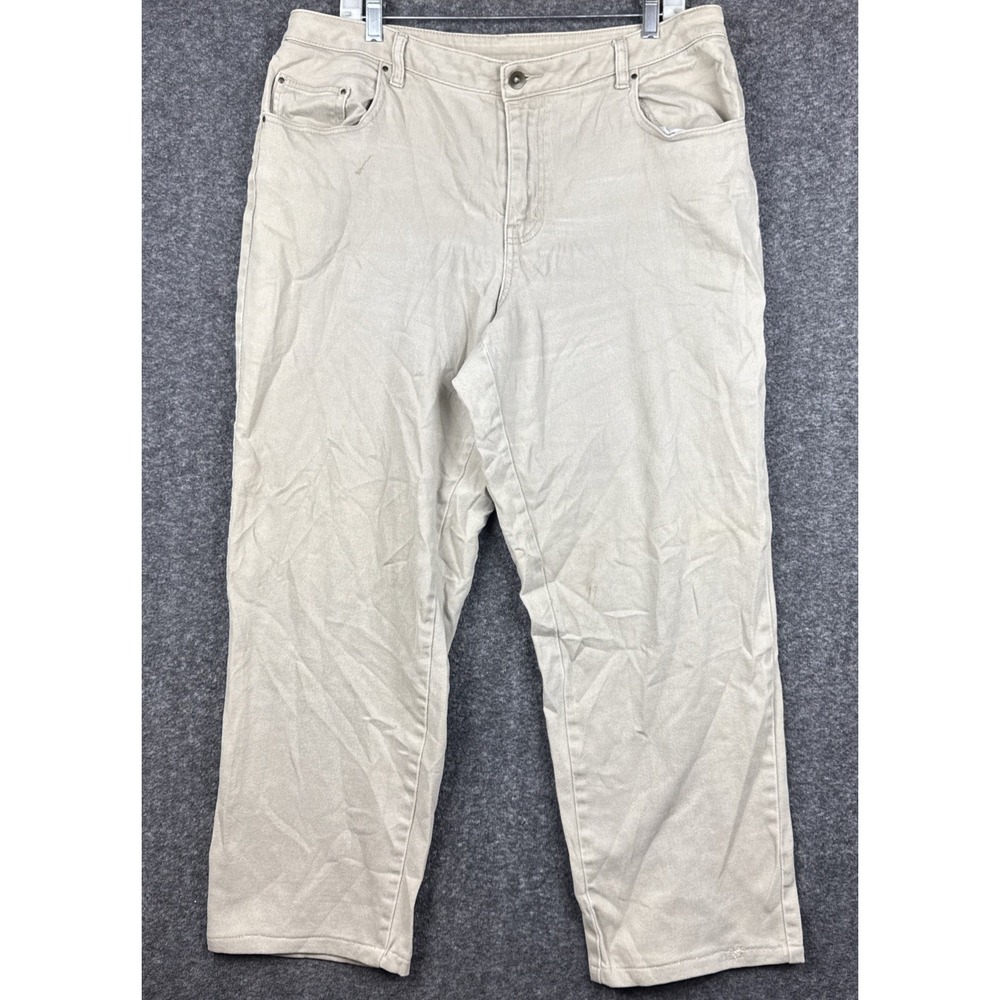 Essentials by Maggie Womens Pants Denim Jeans Tan Khaki Beige Size 16W‎